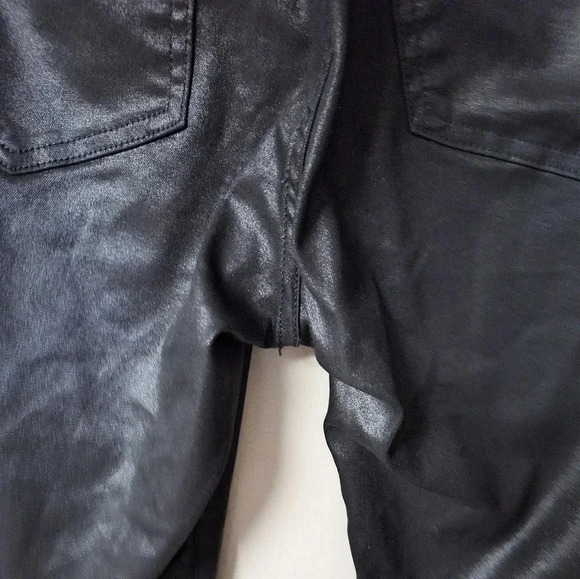 Express Black Faux Leather Wax Soft Lightweight Flare Super High Rise Jeans - Picture 12 of 14